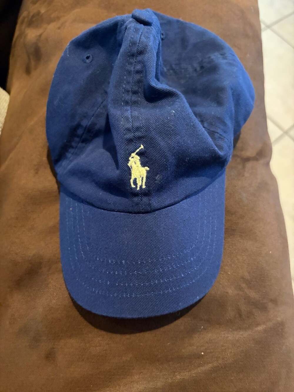 Polo Ralph Lauren Baby Classic Cotton Chino Baseball Cap Navy Yellow Pony Logo